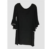 $150 Neiman Marcus Women's Black Bell Sleeve Trim Shift Dress Size 6