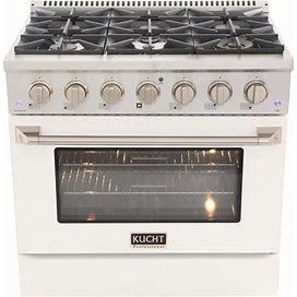 36 in. 5.2 Cu. Ft. LP Ready Dual Fuel Range With Gas Stove And Electric Oven With Convection Oven In White