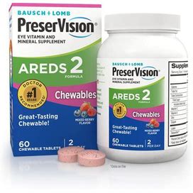 Preservision AREDS 2 Eye Vitamin & Mineral Supplement, Contains Lutein, Vitamin C, Zeaxanthin, Zinc, Copper & Vitamin E, 60 Chewable (Packaging May