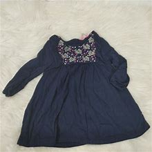 Joules Toddler Girls 12m 1Y Navy Tunic Silver Embroidered Floral Dress