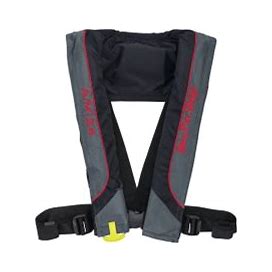 Bass Pro Shops AM24 Auto/Manual Inflatable Life Vest - Black/Gray/Red