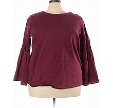 Philosophy Republic Clothing Long Sleeve Blouse: Burgundy Tops - Women's Size 1X