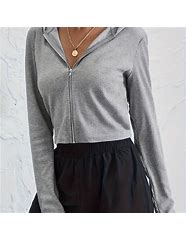 Image result for Hooded Crop Top Grey