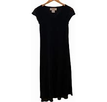Jones New York Dresses | Jones New York Dress Black V-Neck Midi Cocktail Dress Size 6P Petite | Color: Black | Size: 6P
