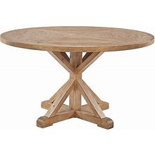 54" Sierra Round Farmhouse Pedestal Base Wood Dining Table Vintage Pine - Inspire Q