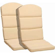 Aoodor Patio Chair Cushion Set Of 2 - High-Back Adirondack Patio Cushions With Ties, Beige