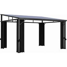 Vidaxl Gazebo With Curtain Anthracite Garden Canopy Shelter Party Tent Marquee, Grey, Canopies & Gazebos