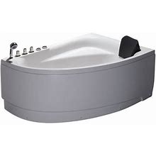 5' Single Person Corner White Acrylic Whirlpool Bath Tub, Drain On Left, Bathtubs, By EAGO
