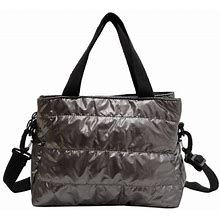 Winter Cotton-Padded Bag Striped Quilted Women Crossbody Bag For Party (Silver)