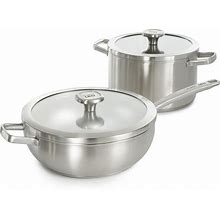 Berghoff Graphite 4Pc Cookware Set With Glass Lids, Recycled 18/10 Stainless Steel