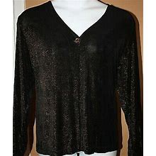 Chicos Travelers Black Sparkle Jacket Sweater Single Button Top