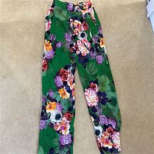 Zara Pants & Jumpsuits | Zara Fun Floral Palazzo Pants | Color: Green/Pink | Size: Xs