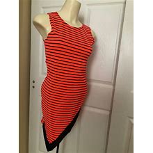 NWT Love Chesley Women Red Striped Casual Polyester Stretchy Dress M
