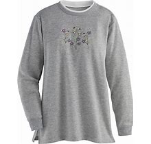 Blair Women's Better-Than-Basic Embroidered Tunic Sweatshirt - Grey - 2XL - Womens