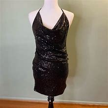 Fashion Nova Dresses | Fashion Nova Black Sequins Mini Dress L | Color: Black | Size: L