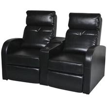 Walmeck 2-Seater Home Theater Recliner Sofa Black Faux Leather