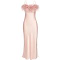 Sleeper - Boheme Feather Trim Slip Dress - Women - Feather/Ecovero - M - Pink