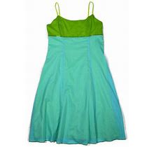 $135 Anokhi Cotton A-Line Dress Size S Women Empire Waist Ex Cond Blue