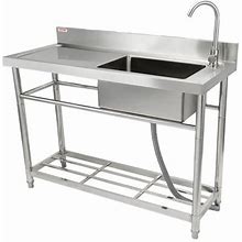 VEVOR 39.4" L X 19.6" W Silver Free Standing Laundry Sink W/ Faucet Stainless Steel In Gray | 37.4 H X 39.4 W X 19.6 D In | Wayfair
