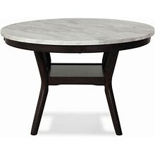 New Classic Furniture Celeste Expresso Wood Round Dining Table With Faux Marble Top (Seats 4)