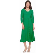 Women's Nina Leonard Grommet-Detail Midi Dress, Size: Medium, Green