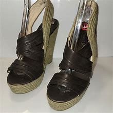 Boutique 9 Shoes | Boutique 9 Btilly Women's Brown High Jute Wedge Strappy Leather Sandals Size 10 | Color: Brown | Size: 10
