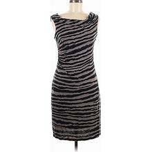 Ann Taylor LOFT Casual Dress - Sheath Boatneck Sleeveless: Gray Zebra Print Dresses - Women's Size Medium Petite