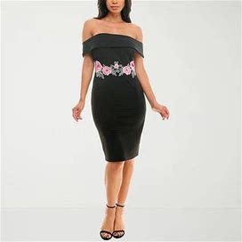Premier Amour Floral Short Sleeve Sheath Dress | Black | Womens 16 | Dresses Sheath Dresses