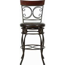 Big And Tall Back To Back Scroll Barstool, Bronze/Brown/Metal, Bar Stools, By Powell