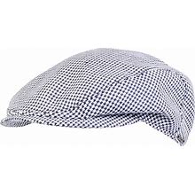 Ivy Slim Cap In Summer Pepita Linen Blend Houndstooth (Choice Of Colors) By Wigens, Navy/Grey Houndstooth / 61