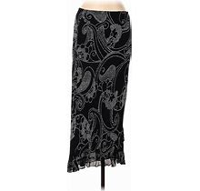 Donna Ricco Casual Fit & Flare Skirt Long: Black Paisley Bottoms - Women's Size 10 - Print Wash
