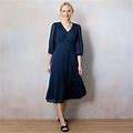 Women's LC Lauren Conrad Button Front Midi Dress, Size: Medium, Dark Blue