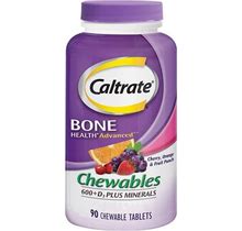 Caltrate Orange 600+D3 Plus Minerals Cherry & Fruit Punch 90 Chewable Tablets 2in