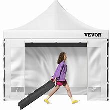 Vevor Pop Up Canopy 10' X 10' Gazebo Tent W/Clear Tarp Sidewalls White