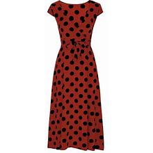 Finelylove Woman Petite Dresses Mommy And Me Dress V-Neck Floral Short Sleeve Sun Dress Red
