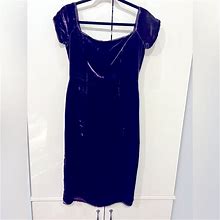 Bcbgmaxazria Dresses | Bcbg Maxazria Purple Velvet Bardot Dress, Size 10 | Color: Purple | Size: 10