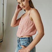 Lucky Brand Embroidered Tank - Women's Clothing Tops Tank Top In Blush, Size 2XL