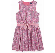 Polo Ralph Lauren Big Girls Floral Cotton Poplin Dress - Palais Floral Hot Pink - Size 14