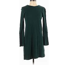 Ann Taylor LOFT Casual Dress - Sweater Dress Crew Neck Long Sleeve: Green Dresses - Women's Size 0