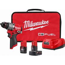 Milwaukee M12 FUEL 1/2in. Hammer Drill/Driver Kit, 2 Batteries, Charger, Model 3404-22