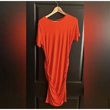 Venus Midi/Maxi Orange Dress With Cinched Waist. Size Medium.
