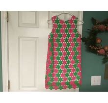 Lilly Pulitzer Little Lily Two Tone Crochet Petal Lace Dress Size 14 (CON41)