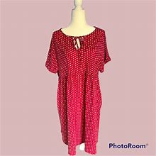 Suzanne Betro Dresses | Suzanne Betro Burgundy Polka Dot Tie-Front A-Line Dress - Size 2X - Nwt | Color: Red | Size: 2X