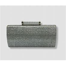 $150 Neiman Marcus Women's Silver Woven Clutch Purse Bag