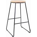 Mainstays 27.9"H Backless Stool Black Metal Base With Natural Wood