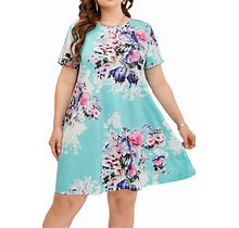 HBEYYTO Women's Plus Size Short Sleeve Loose Dress Casual Swing T Shirt Dresses With Pockets (XL-5XL)