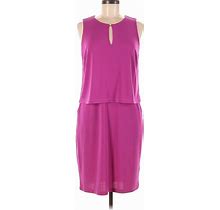 Lauren By Ralph Lauren Casual Dress - Sheath Keyhole Sleeveless: Purple Solid Dresses - Women's Size Medium Petite