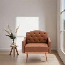 Living Room Furniture Accent Chair Leisure Single Sofa Living Room Chairs With Rose Golden Feet, Brown PU