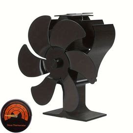 1Pc, 6 Blades Heat Powered Stove Fan High Temperature Resistant Self-Starting Wood Stove Fireplace Fan Black Diameter 152,Temu