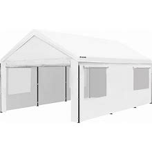 OUTFINE Carport Canopy 12x20 ft Heavy Duty Boat Car Canopy Garage With Removable Sidewalls And Roll-Up Ventilated Windows, Tent Stakes X 12,